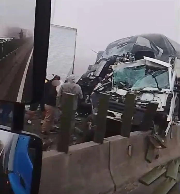 Engavetamento envolvendo 15 veículos é registrado na BR-101