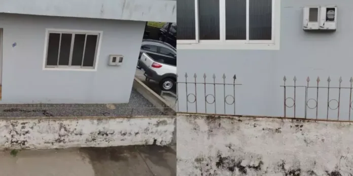 Homem morre após cair do telhado e ficar encravado em grade