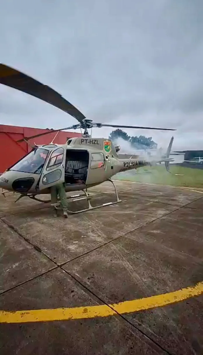 Helicóptero Águia realiza pouso de emergência em Lages após pane em voo
